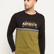 Black Colorblocked  Round Neck T-Shirt