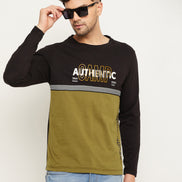 Black Colorblocked  Round Neck T-Shirt