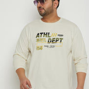 Off White Printed  Round Neck Plus Size T-Shirt