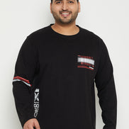Black Printed  Round Neck Plus Size T-Shirt