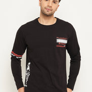 Black Printed  Round Neck T-Shirt