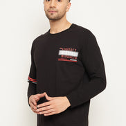 Black Printed  Round Neck T-Shirt