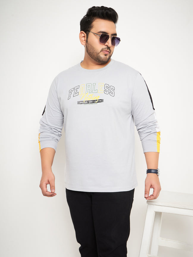 Light Grey Printed Plus Size Tshirt