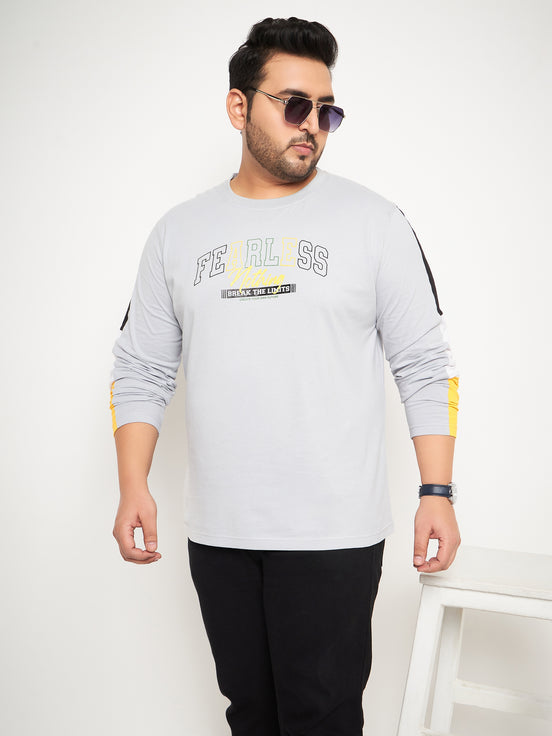 Light Grey Printed Plus Size Tshirt