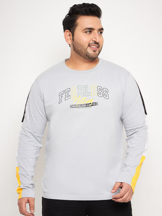 Light Grey Printed Plus Size Tshirt