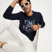 Navy Blue Printed Tshirt