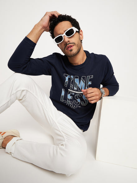 Navy Blue Printed Tshirt