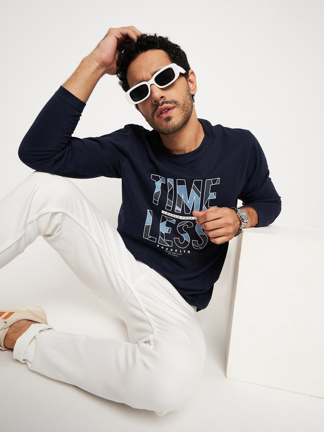 Navy Blue Printed Tshirt