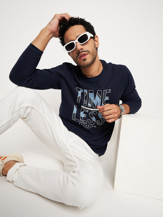 Navy Blue Printed Tshirt