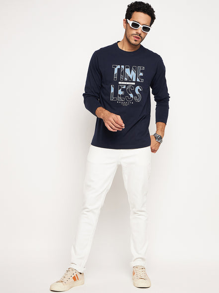 Navy Blue Printed Tshirt
