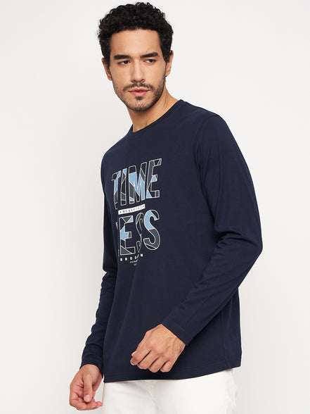 Navy Blue Printed Tshirt