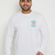 White Printed  Round Neck Plus Size T-Shirt