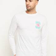 White Printed  Round Neck T-Shirt