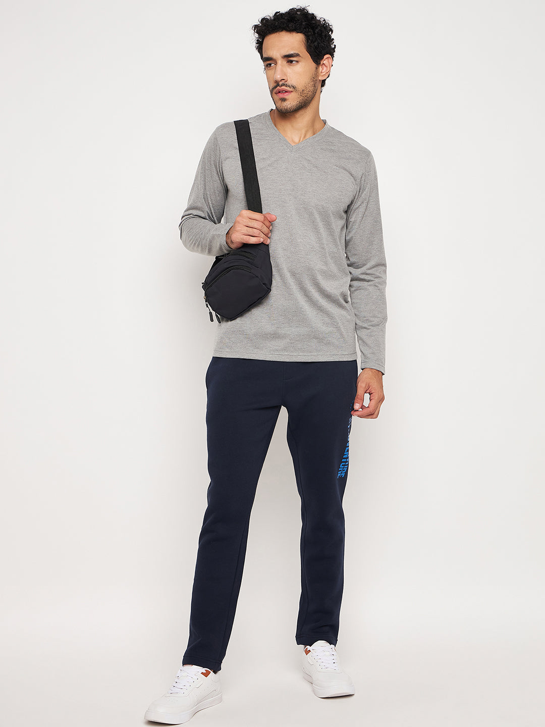 Light Grey Solid V Neck T-Shirt