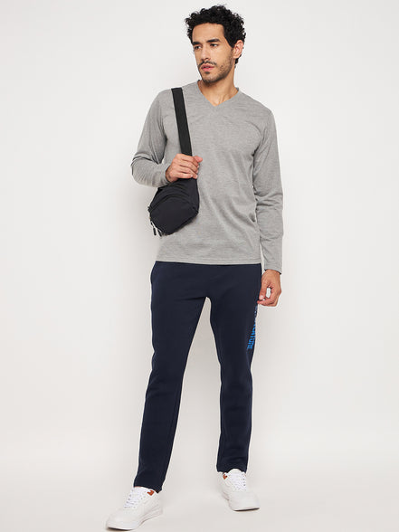 Light Grey Solid V Neck T-Shirt