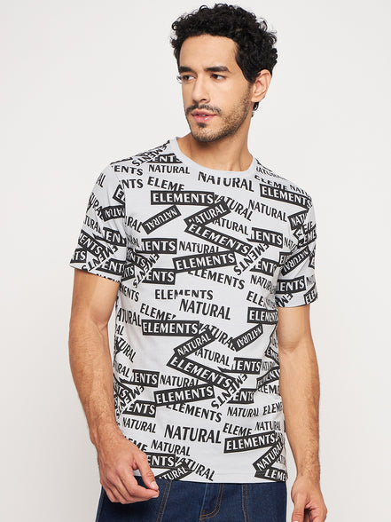 Grey Printed Half Sleeve T-Shirt
