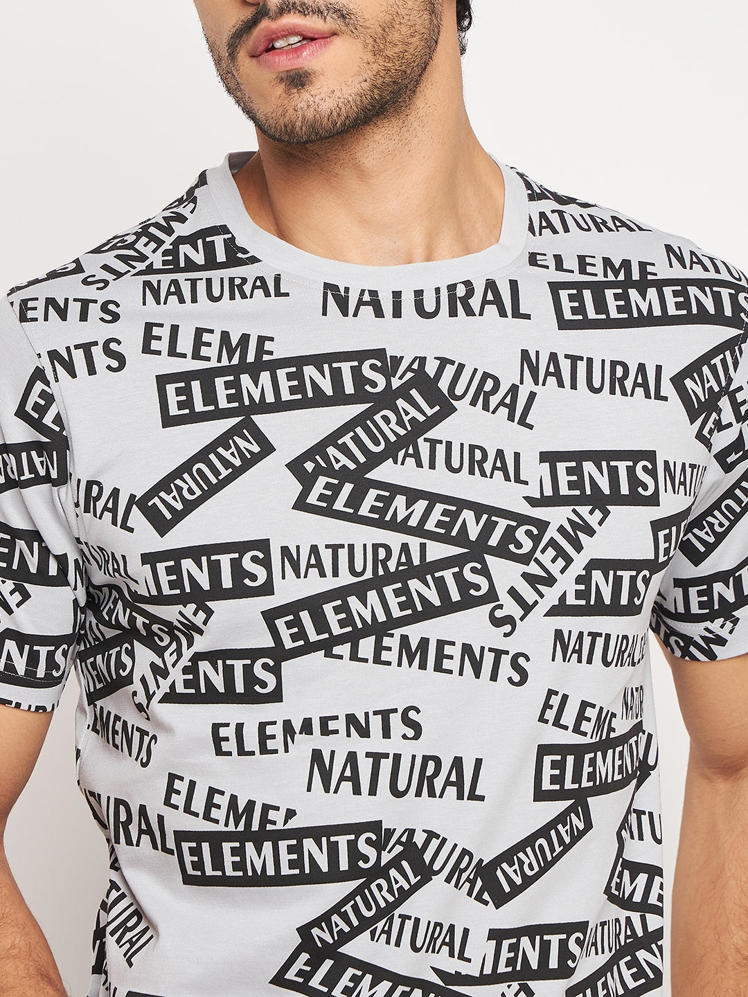 Grey Printed Half Sleeve T-Shirt