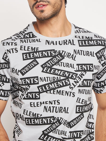 Grey Printed Half Sleeve T-Shirt