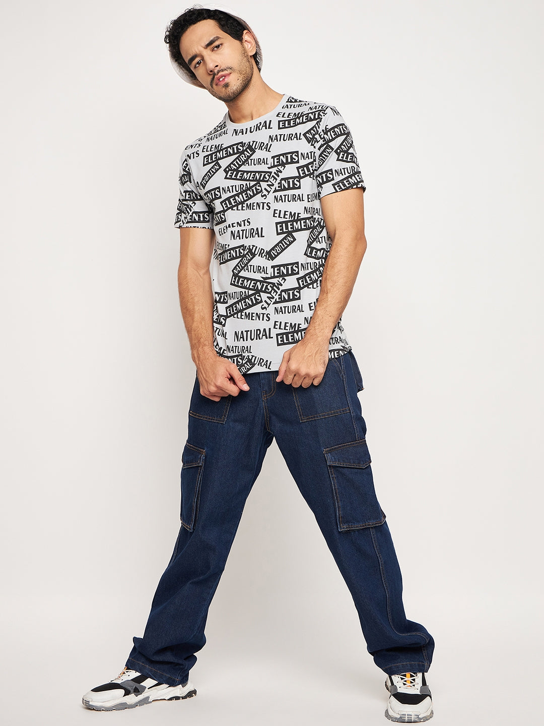 Grey Printed Half Sleeve T-Shirt