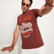 Coffee Brown Printed T-Shirt