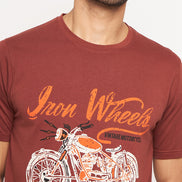 Coffee Brown Printed T-Shirt