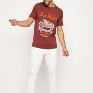 Coffee Brown Printed T-Shirt