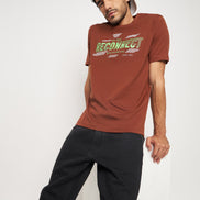 Brown Printed Half Sleeve T-Shirt