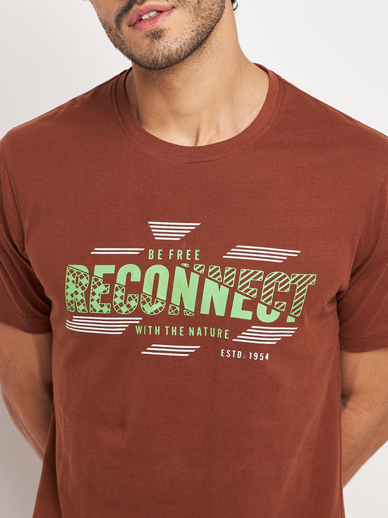 Brown Printed Half Sleeve T-Shirt