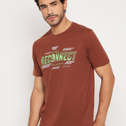 Brown Printed Half Sleeve T-Shirt