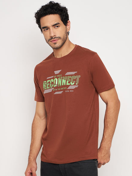 Brown Printed Half Sleeve T-Shirt
