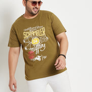 Typography Printed Cotton Casual Plus Size T-shirt