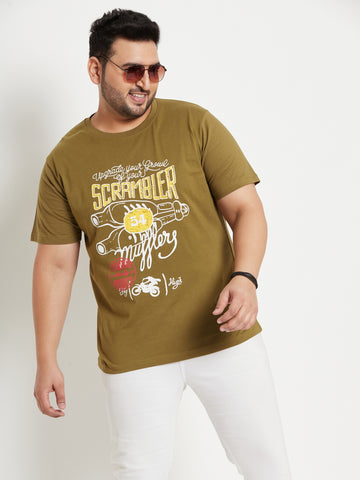 Typography Printed Cotton Casual Plus Size T-shirt