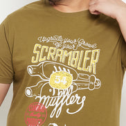 Typography Printed Cotton Casual Plus Size T-shirt