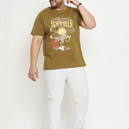 Typography Printed Cotton Casual Plus Size T-shirt