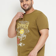 Typography Printed Cotton Casual Plus Size T-shirt