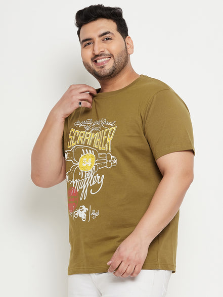 Typography Printed Cotton Casual Plus Size T-shirt
