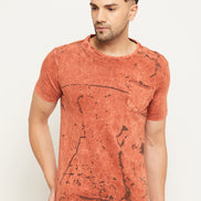 Rust Printed Half Sleeve Round Neck T-Shirt