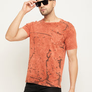 Rust Printed Half Sleeve Round Neck T-Shirt