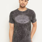 Grey Printed Half Sleeve Round Neck T-Shirt