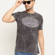 Grey Printed Half Sleeve Round Neck T-Shirt