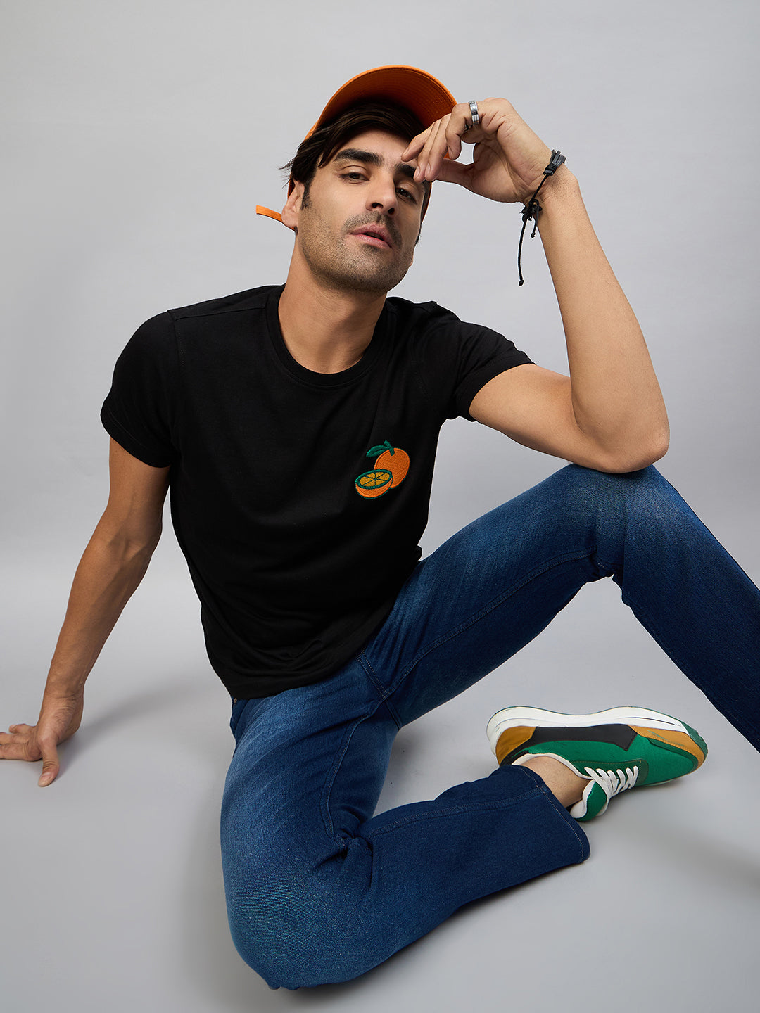 Black Chest Embroidery T-Shirt