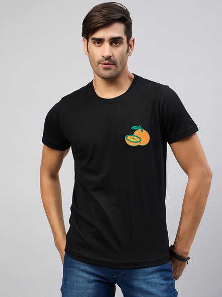 Black Chest Embroidery T-Shirt