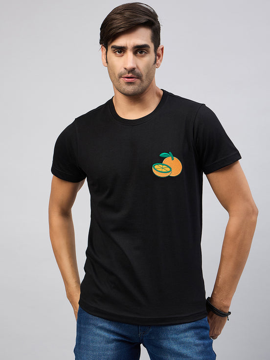 Black Chest Embroidery T-Shirt