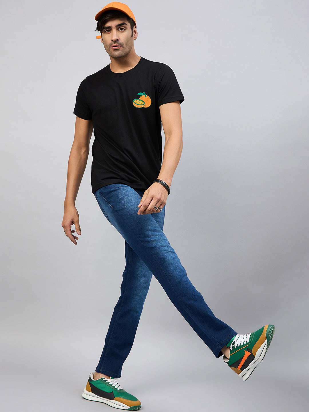 Black Chest Embroidery T-Shirt