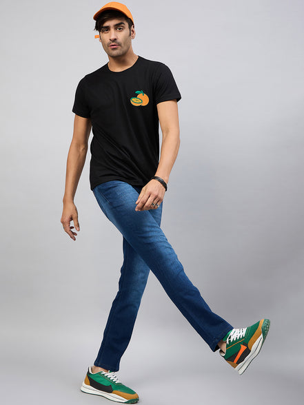 Black Chest Embroidery T-Shirt
