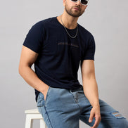 Navy Blue Printed T-Shirt