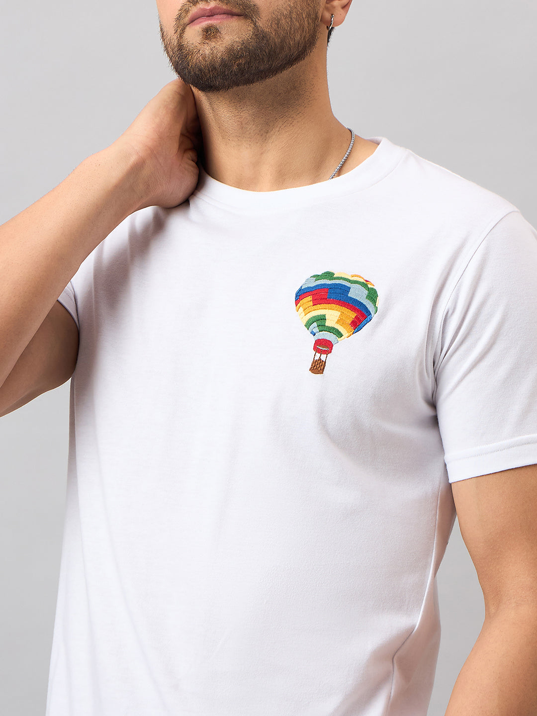 White Chest Embroidery T-Shirt