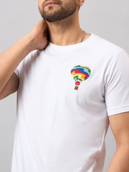 White Chest Embroidery T-Shirt
