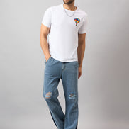 White Chest Embroidery T-Shirt