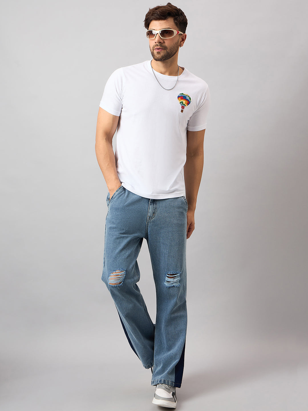 White Chest Embroidery T-Shirt